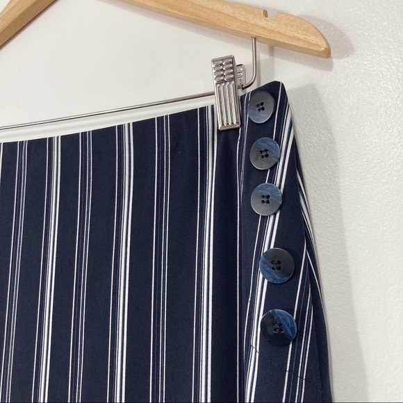 Laura Petites Navy & White Stripe Asymmetric Skirt Size M - Picture 3 of 12